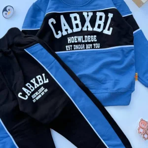 ست بلوز شلوار راحتی اسپرت نخ پنبه طرح cabxbl رنگ آبی