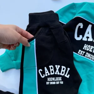 جزییات شلوار ست راحتی اسپرت نخ پنبه طرح cabxbl رنگ سبزآبی